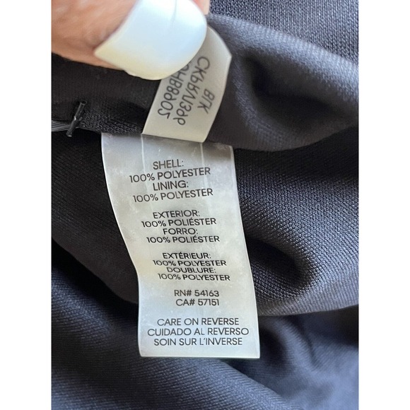 Calvin Klein Womens Cowlneck Drape Front Belted Black Jumpsuit Romper SZ 10 - Picture 13 of 13